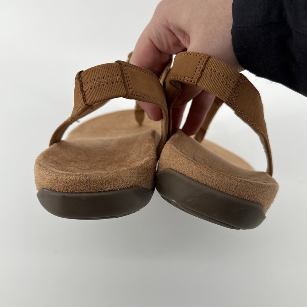 Vionic Brea Sandals Women 11 Tan Leather Slingback Toe Post Comfort Arch Support - Picture 8 of 10